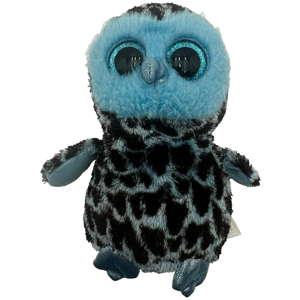 TY Beanie Boos Yago Blue & Black Owl 6” Plush Retired Fall Bird big eyes